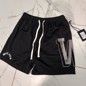 Darc Sport Black Mesh Drawstring Shorts with White Accents